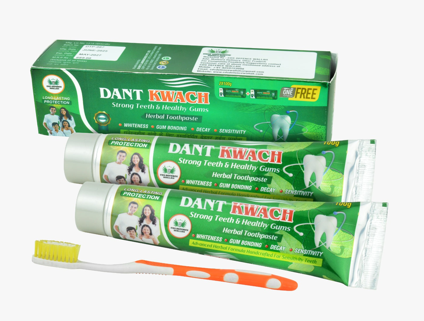 CDS Defence Toothpaste Combo – 2 Toothpastes + 1 Brush